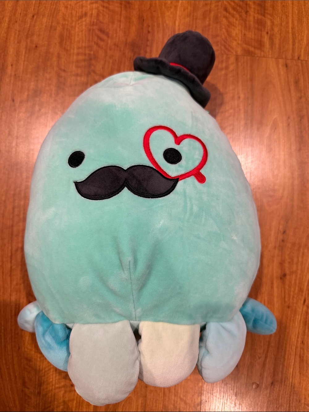 Squishmallows Mint Green Eiko the Octopus with Black Mustache & Top Hat